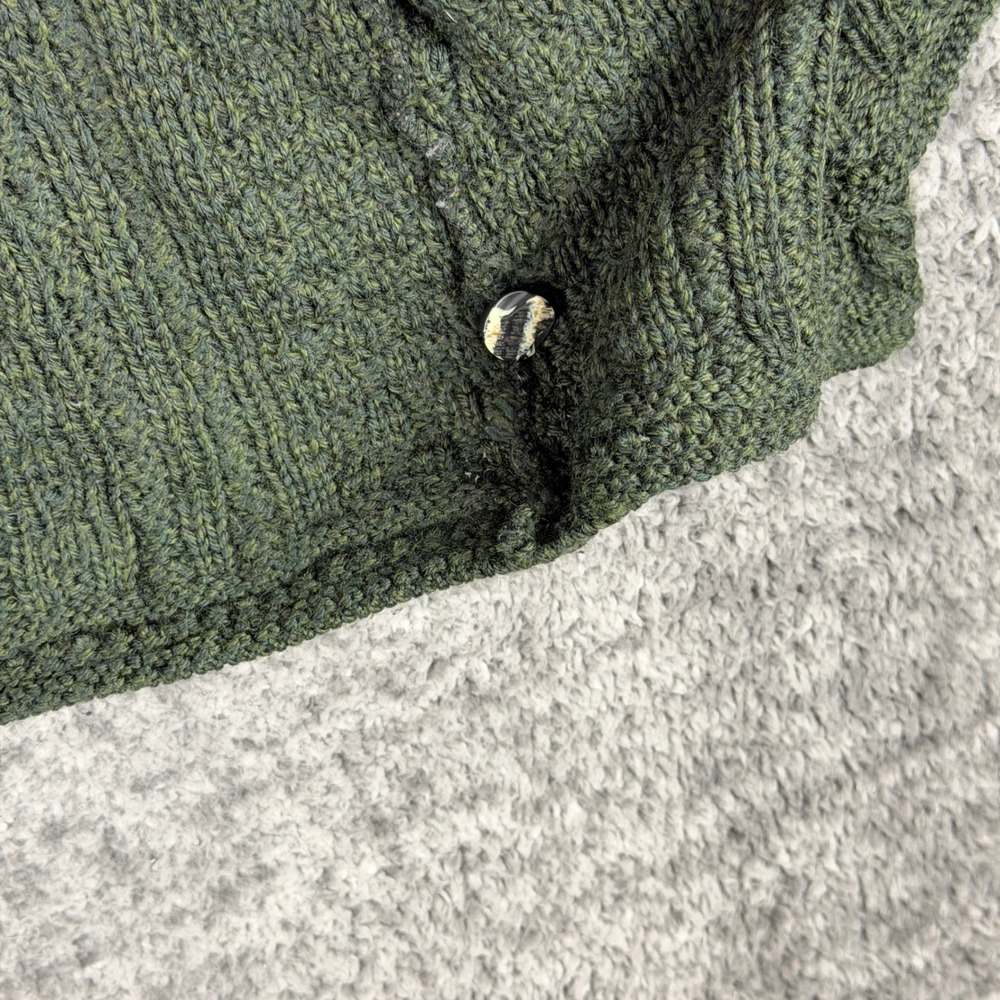 Vtg Connemara Knitwear Women's XL Green Merino Wool Cardigan Sweater Cable Knit - Picture 8 of 16